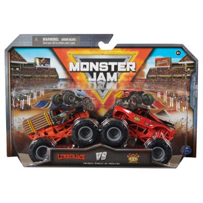 MONSTER JAM SET 2 MASINUTE METALICE LUMBERJACK SI AXE SCARA 1/64