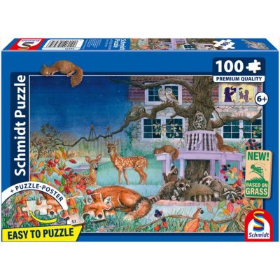 Puzzle 100 piese Vizita animalelor noaptea Schmidt