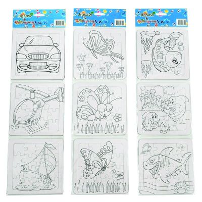 Puzzle carton 3in1 16 piese Colorarte de colorat diverse modele E-008 3 ani