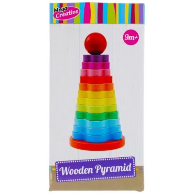 Jucarie bebelusi din lemn - piramida multicolora - MegaCreative 474355 9 luni