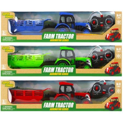 Tractor agricol cu telecomanda MegaCreative 459955 include remorca plastic diverse culori 3 ani