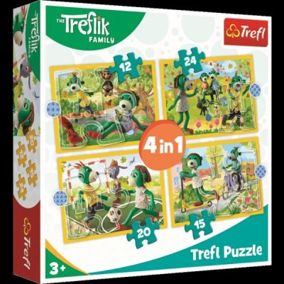 Puzzle carton 4in1 12-24 piese Trefl Treflikow-Rodzina Activitati in familie