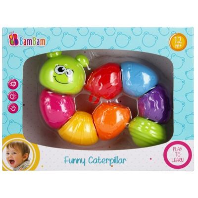 Jucarie bebelusi zornaitoare omida 8 piese colorate Bam Bam 428322 12 luni