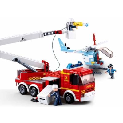 Joc de constructie Auto pompieri pvc Sluban M38-B0627 394 piese 33x28. 5x6. 7cm