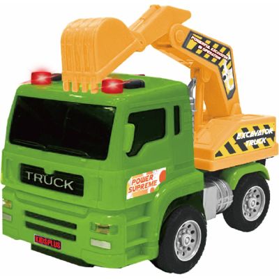 VEHICULE CU LUMINI SUNETE SI FRICTIUNE SCARA 1/24 15CM EXCAVATOR