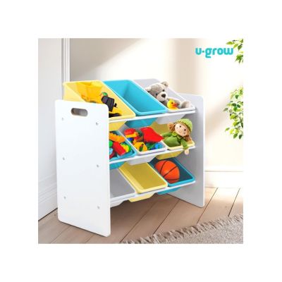 Raft depozitare jucarii cu 9 cosuri bleu-galben U-Grow