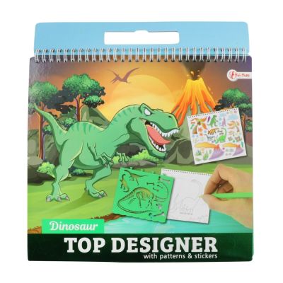 Carnetel de desen cu stickere si sabloane, Dinozauri, Toi-Toys