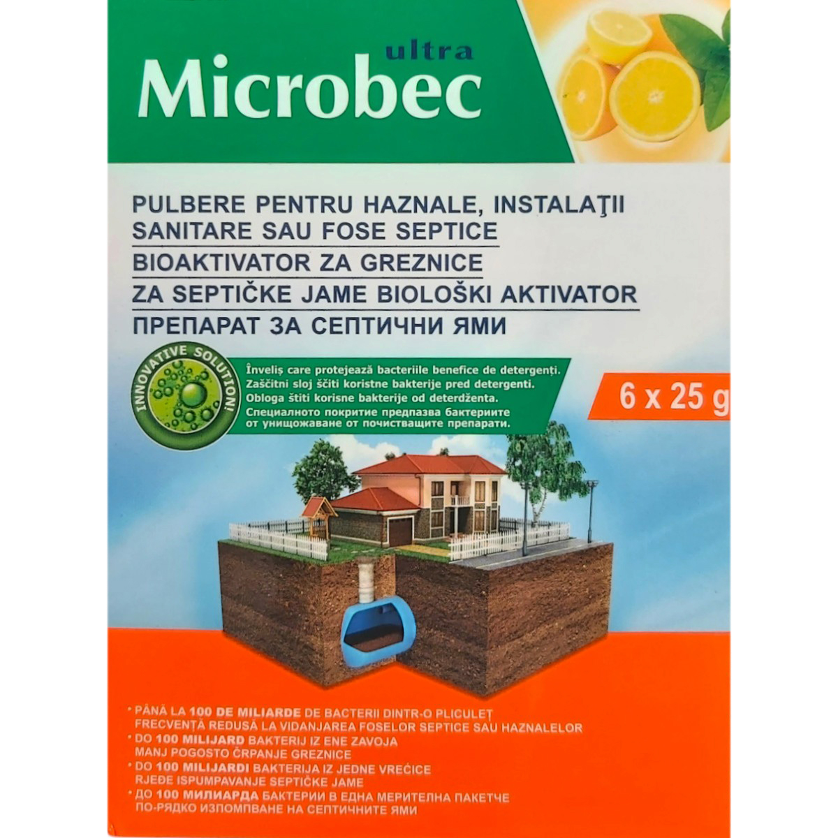 MICROBEC TRATAMENT PULBERE  INSTALATII HAZNALE SI FOSE SEPTICE  6X25G