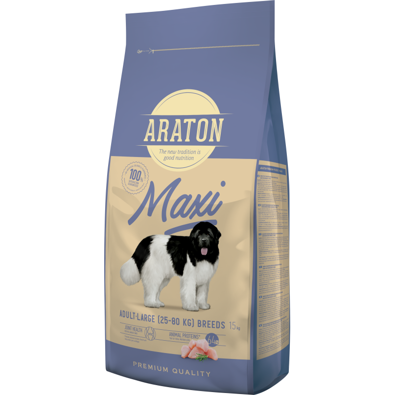 Hrana uscata pentru caini, cu pui, 15 kg, araton adult maxi