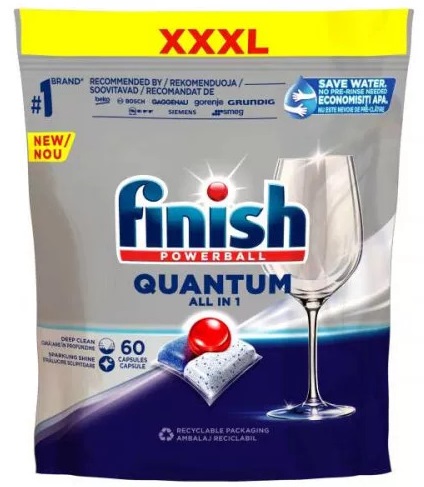 Detergent capsule pentru masina de spalat vase, 60 spalari, Finish Quantum ALL in 1
