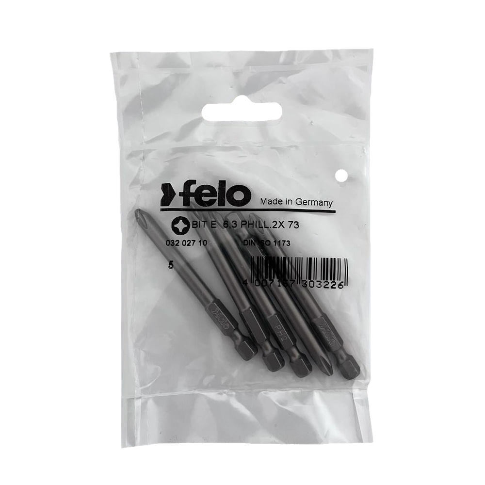 Set 5 biti Felo, seria Industrial profil Philips, E6.3, PH2, 73mm