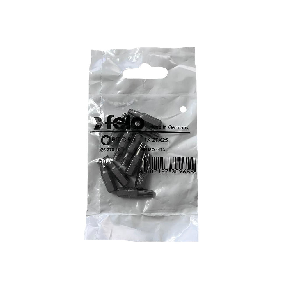 Set 10 biti Felo, seria Industrial profil Torx, C6.3, TX27, 25mm