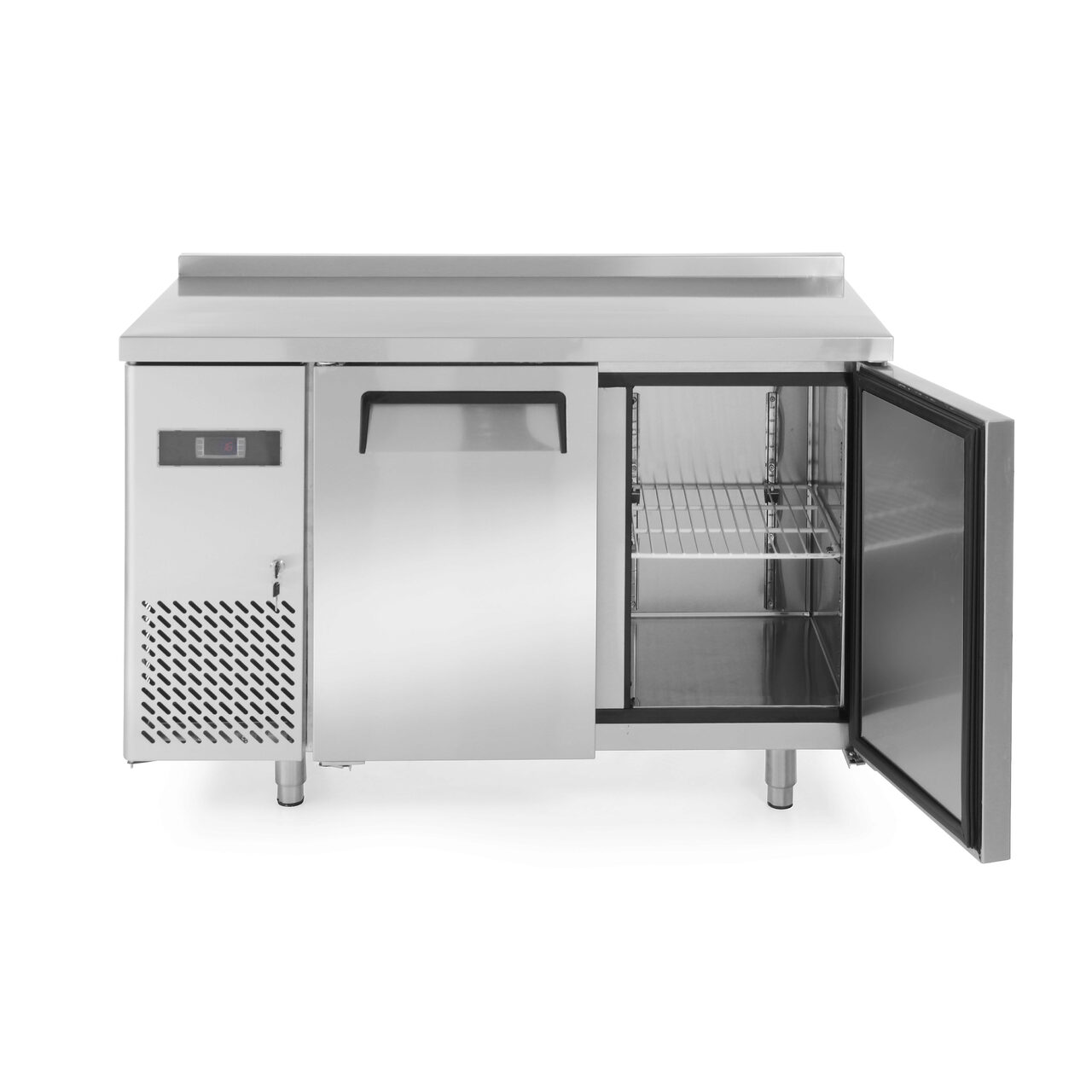 Masa frigorifica profesionala ARKTIC by Hendi Kitchen Line cu 2 usi 220 L 1200x600x(H)850 mm Inox -2/8 gr C 300 W 2 rafturi 390x428mm incluse, Clasa energetica B