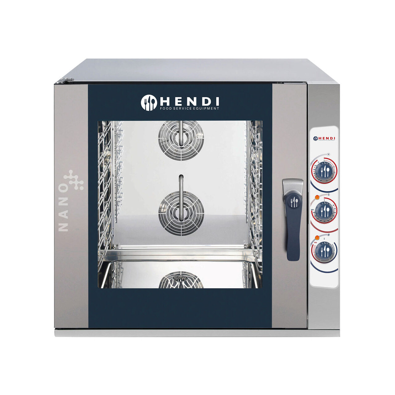 Cuptor convectie cu umidificare, HENDI NANO, capacitate 7 tavi x GN 1/1, 2 elemente incalzire, 2 ventilatoare, termostat reglabil, 50-260 gr C, timer 0 - 120 min, 10800 W, 920x834x(H)859 mm