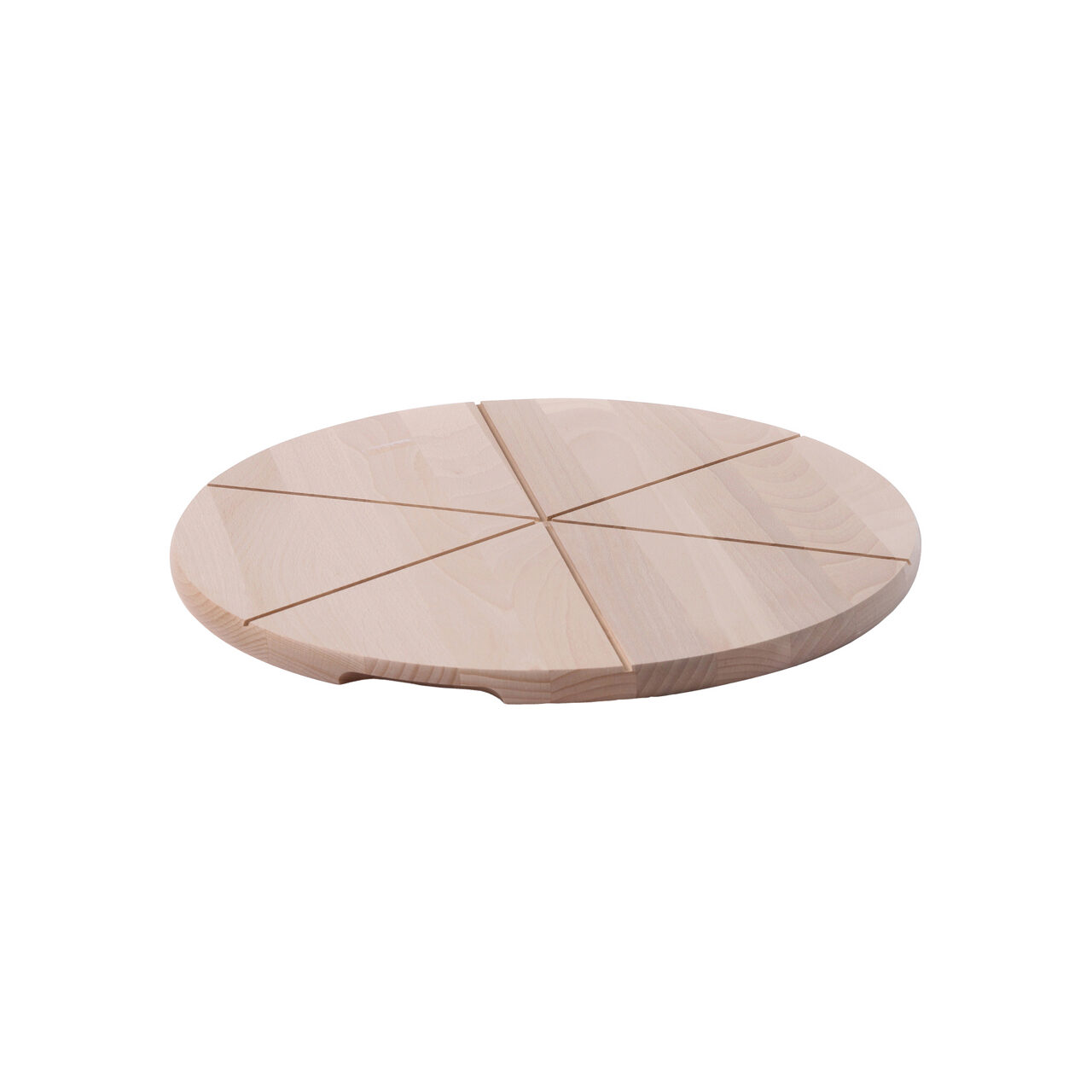 Platou/Planseta rotunda pentru pizza, diametru 50 cm, Hendi, lemn de fag, compartimentata in 6 parti