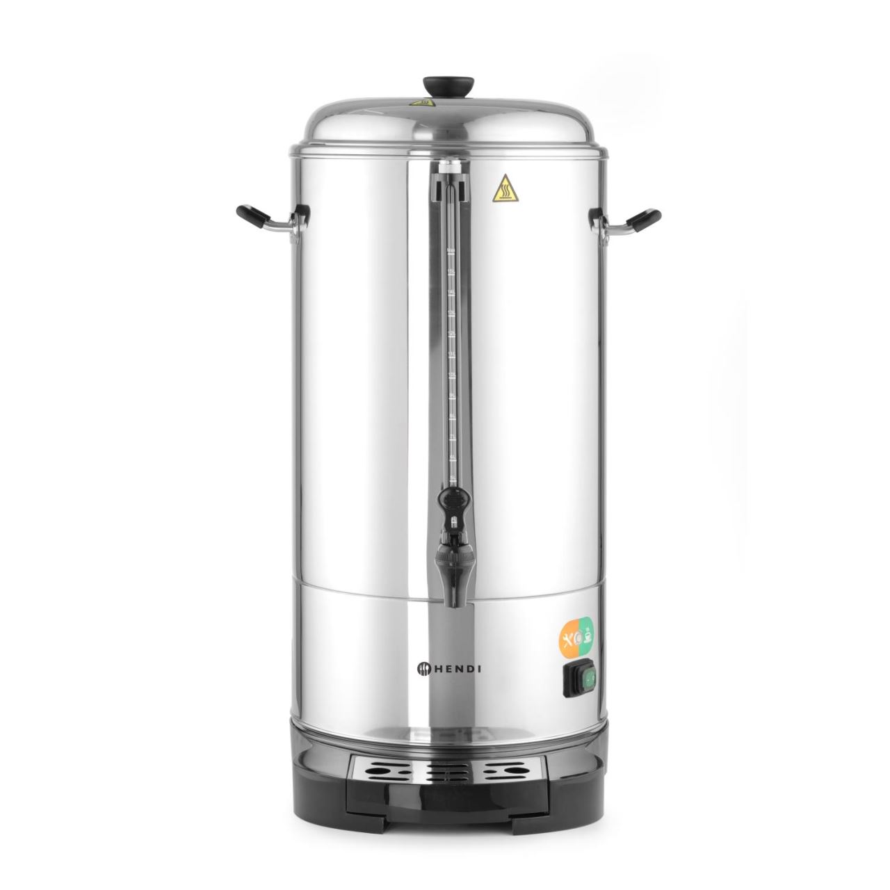 Percolator / cafetiera profesionala. Hendi, cu pereti dubli din inox, 10 lt, 1500W, robinet anti-picurare, filtru incorporat pentru cafea macinata, diametru 288x(H)530 mm