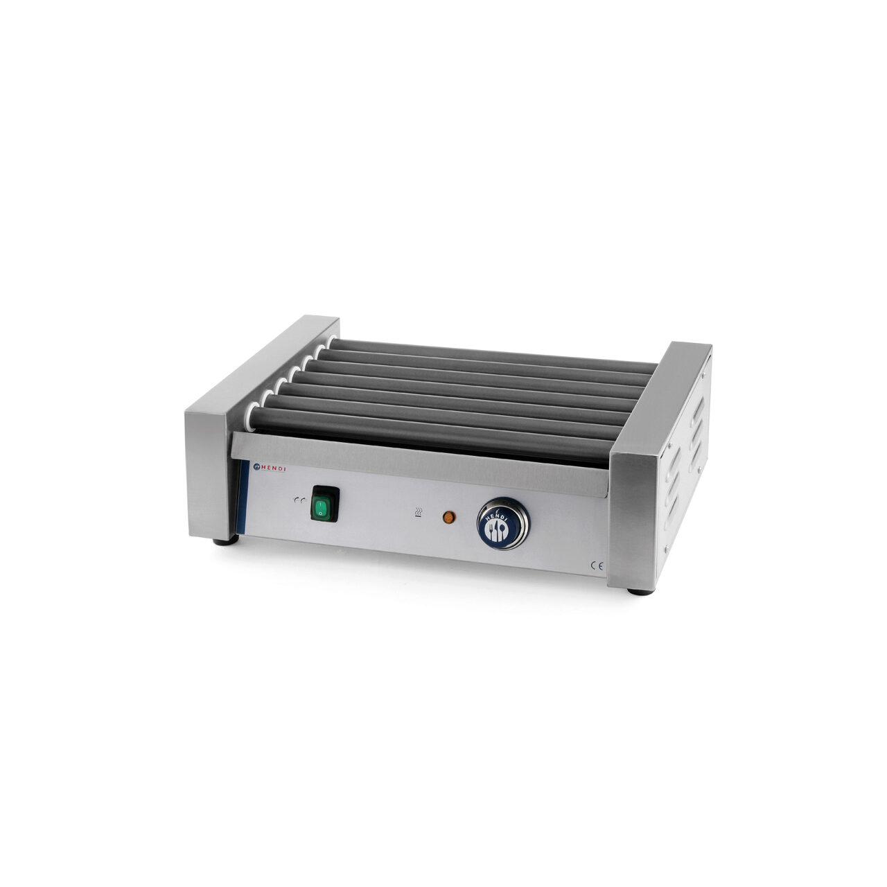 Grill tip rola pentru carnati, Inox, cu 7 role de latime 42 cm, 740 W, Hendi, strad anti-aderent, temperatura reglabila pana la 150 C