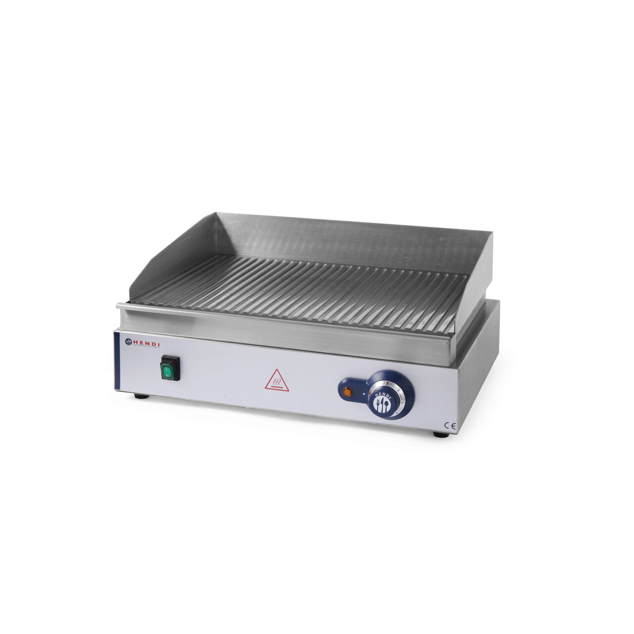 Gratar electric Hendi Blue Line suprafata integrala striata, 550x380x(H)240 mm, inox, potrivit si pentru uz profesional