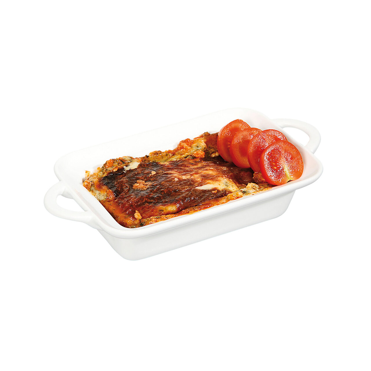 Vas aperitive si tapas tip tava cu manere, portelan termorezistent pentru cuptor pana la 600 gr C, Hendi, 100x140x45 mm, rezistent la uzura si impact