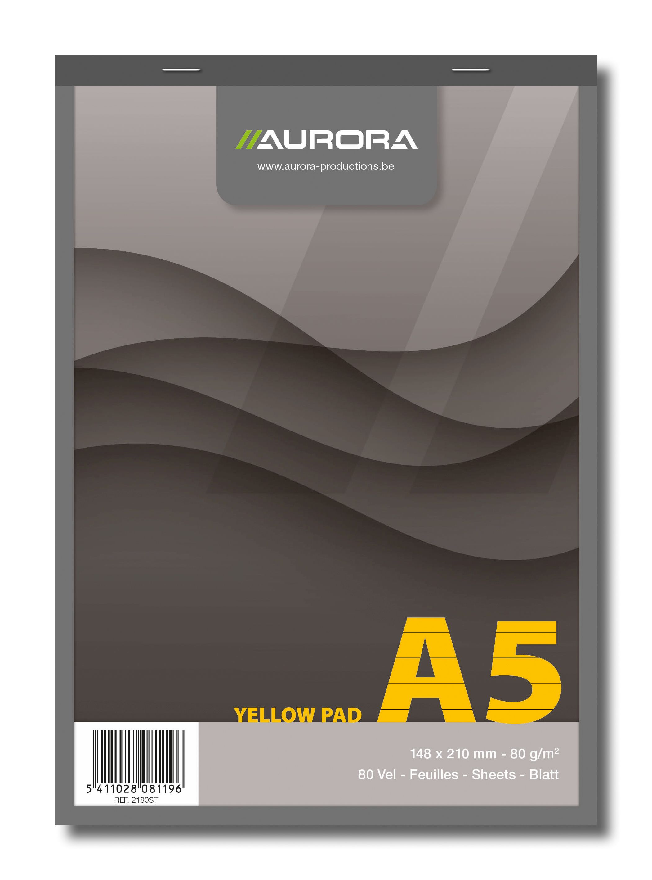 Blocnotes capsat, A5, 80 file - 80gsm, microperforatii, AURORA Office - dictando - hartie galbena