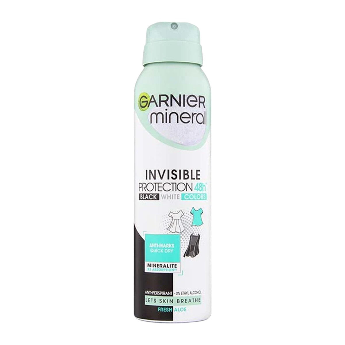 GARNIER DEO SPRAY INVISIBLE B&W COLORS FRESH ALOE 48H 150ML