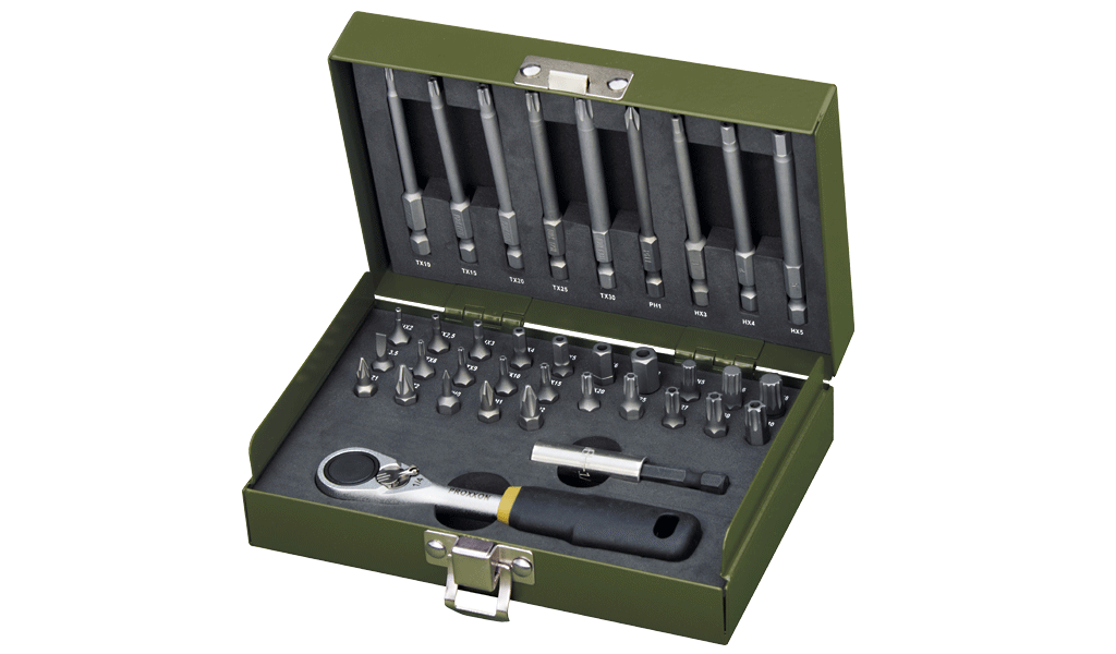 Proxxon 23109 - Seti biti, pentru inginer, cu clichet 1/4