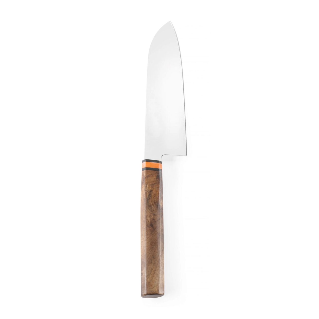 Cutit Santoku, Pirge din otel inoxidabil si maner din lemn de trandafir,HENDI,160 mm