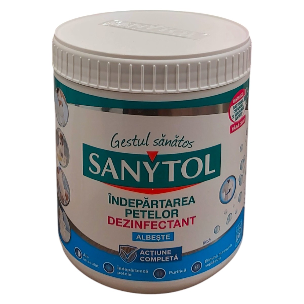 SANYTOL PUDRA DEZINFECTANT SCOS PETE RUFE ALBE 450G