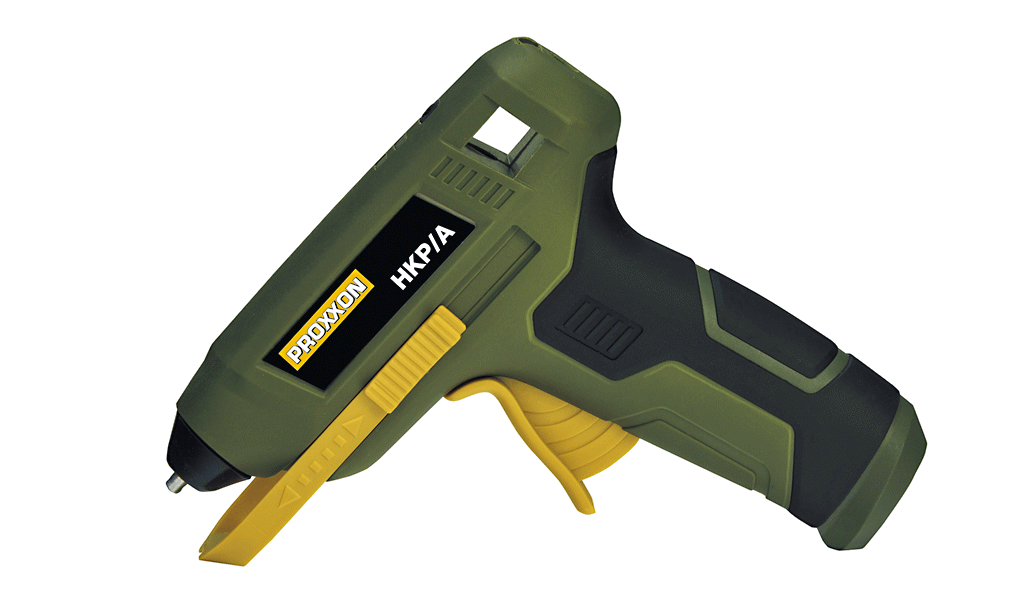 Proxxon 28190, Pistol de lipit cu acumulator GlueGun HKP/A, 135 - 170°C, include 4 batoane si incarcator, functional cu batoane de 7mm
