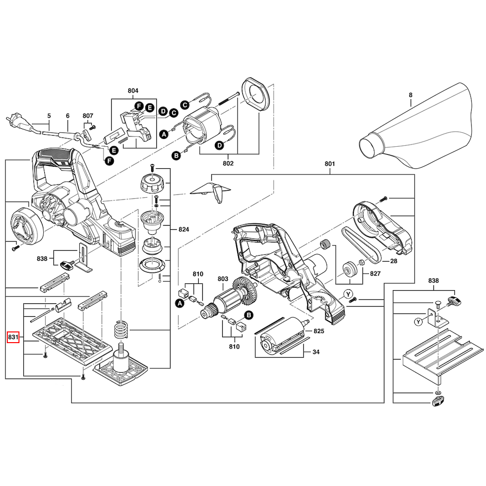 SKIL 2826622044, Kit placa de baza pentru rindeaua electrica 1590
