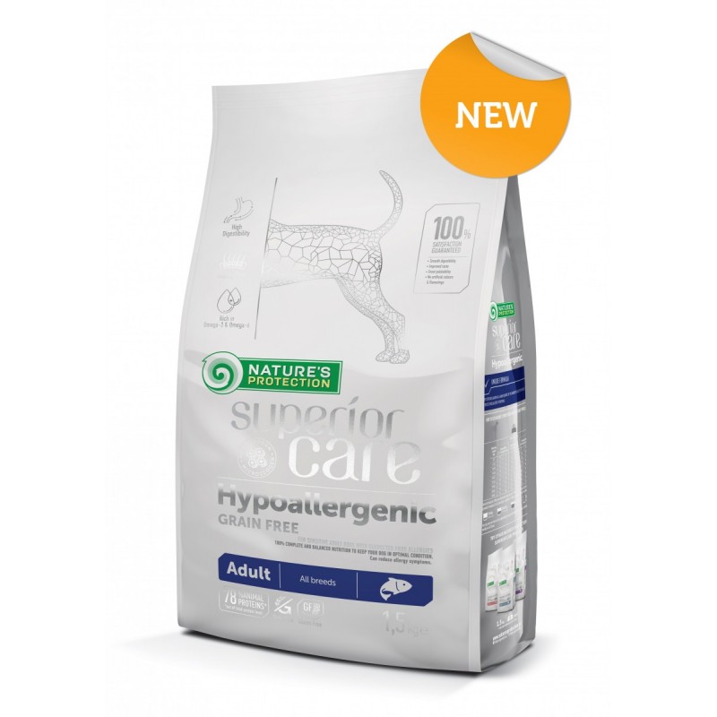 Hrana uscata pentru caini, cu somon, 1.5 kg, nature's protection superior care adult