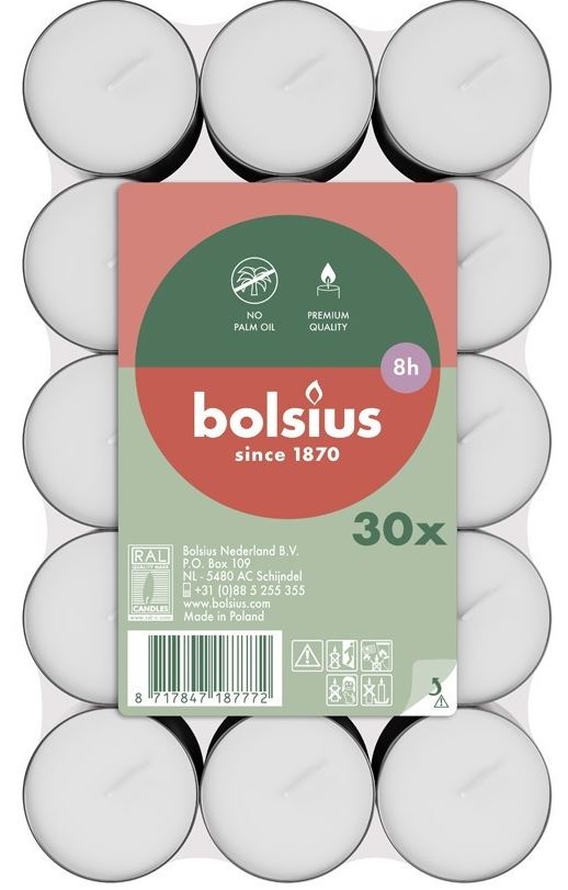 Lumânări pastilă Bolsius, 30 buc., timp ardere 8h