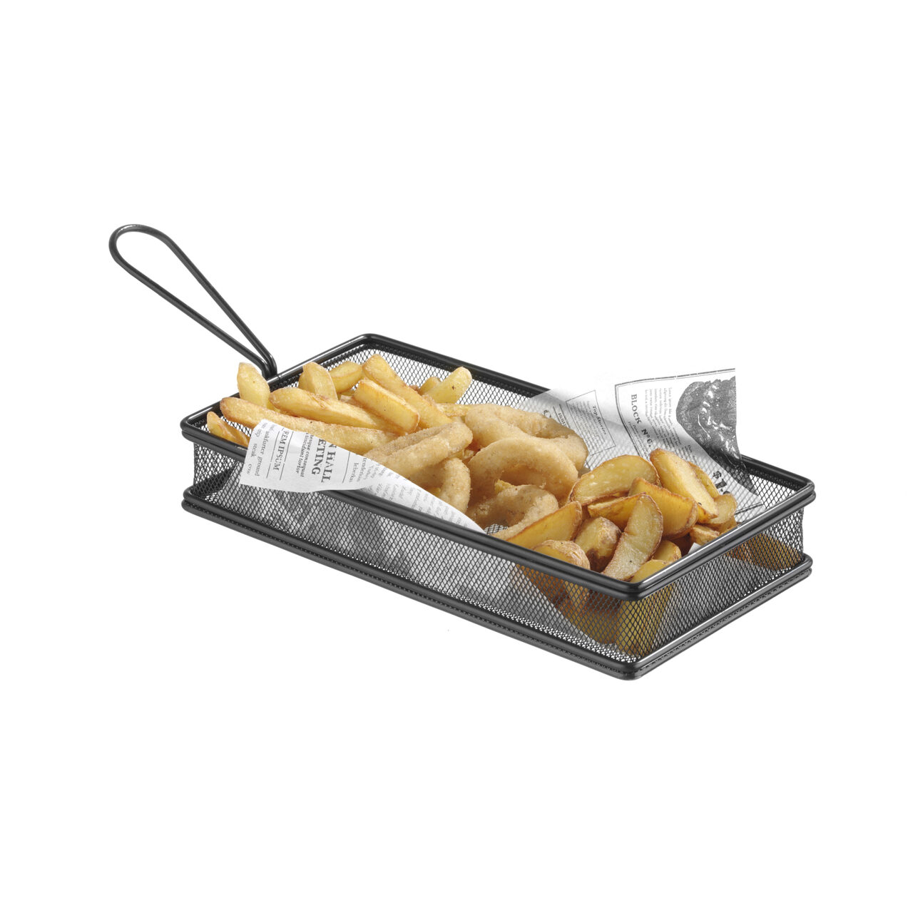 Cos servire tip mini-fry, pentru servire snacks , cartofi prajiti, inox, 255x135x(h)45 mm, Hendi