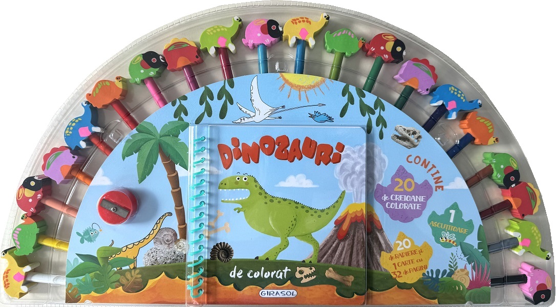 Dinozauri de colorat. 20 de creioane