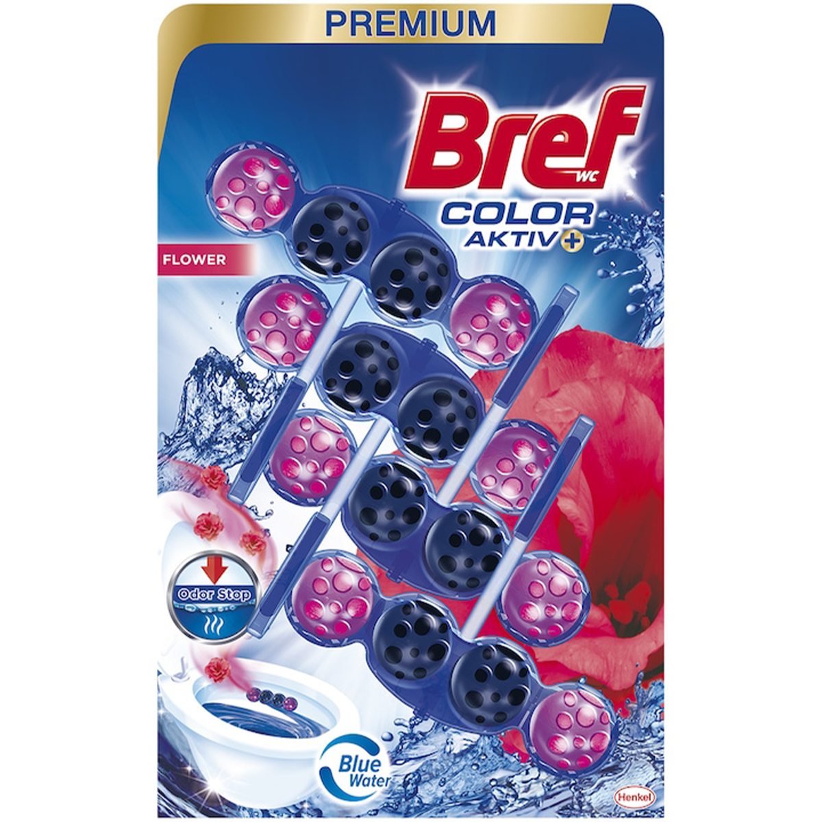 BREF COLOR AKTIV ODORIZANT WC 4X50G FLOWER