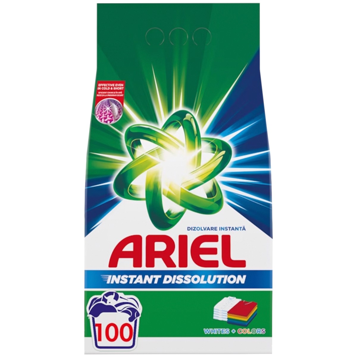 ARIEL DETERGENT PUDRA AUTOMAT 7.5KG WHITES&COLORS 100 SPALARI