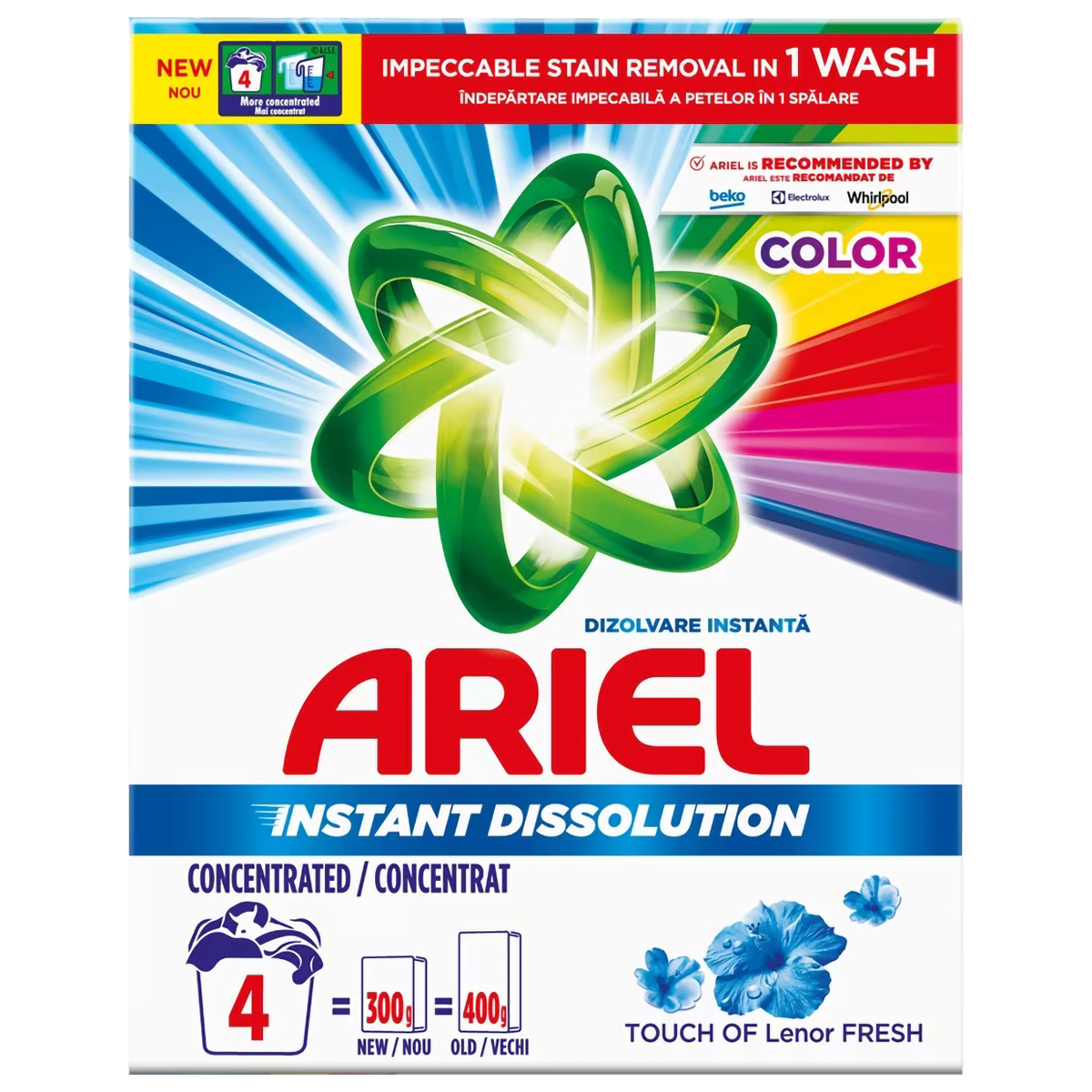 ARIEL DETERGENT PUDRA AUTOMAT 300G TOUCH OF LENOR COLOR FRESH 4 SPALARI