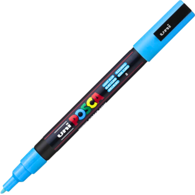 Marker UNI PC-3M 0. 9-1. 3 mm albastru-deschis Posca M296