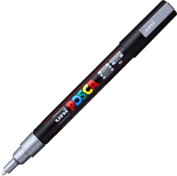 Marker UNI PC-3M 0. 9-1. 3 mm argintiu Posca M439