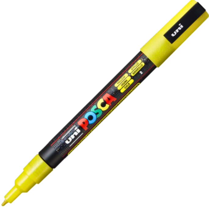 Marker UNI PC-3ML 0. 9-1. 3 mm cu sclipici galben Posca