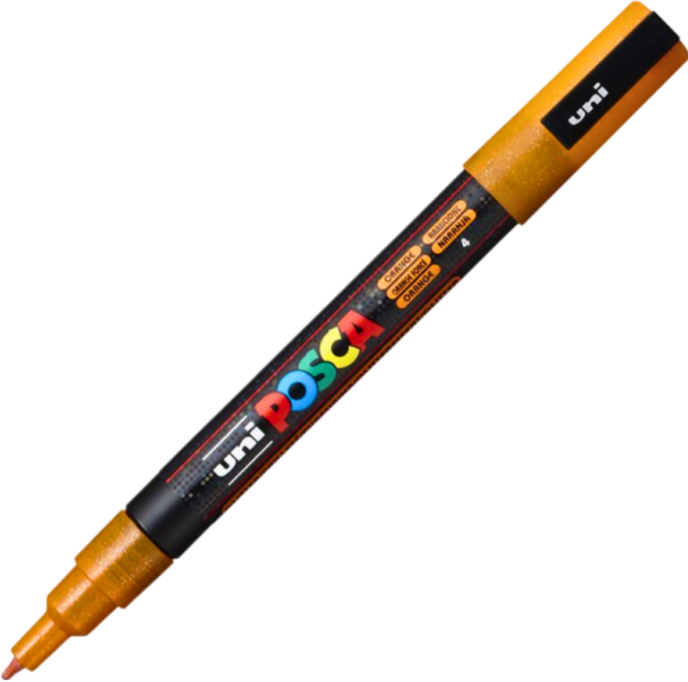 Marker UNI PC-3ML Posca 0. 9-1. 3 mm cu sclipici portocaliu Posca