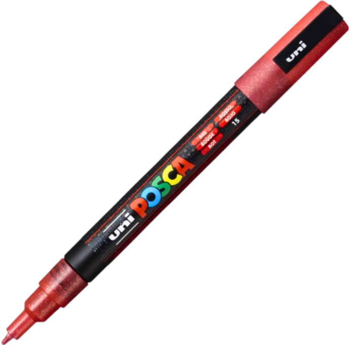 Marker UNI PC-3ML Posca 0. 9-1. 3 mm cu sclipici rosu Posca