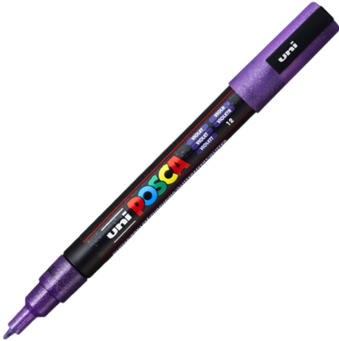 Marker UNI PC-3ML 0. 9-1. 3 mm cu sclipici violet Posca