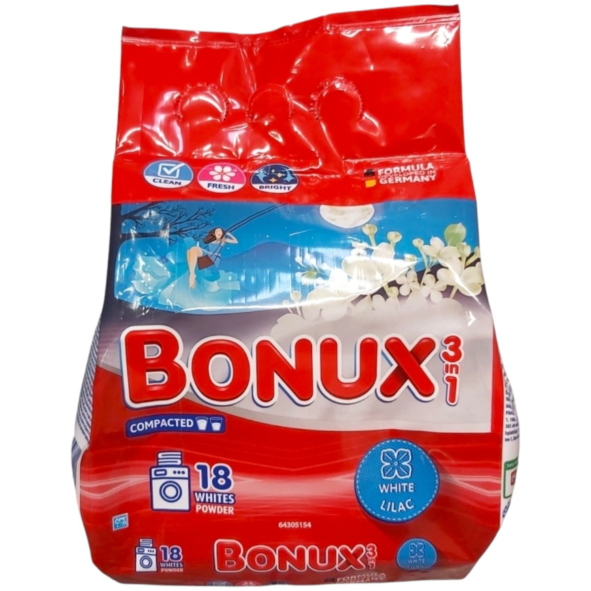 BONUX 3IN1 DETERGENT PUDRA AUTOMAT 1.17KG WHITE LILAC 18 SPALARI