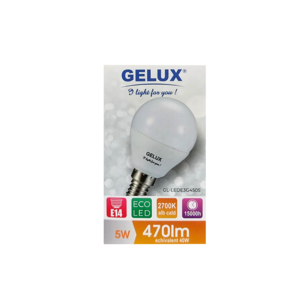 GELUX BEC ECOLED SFERIC 5W 470LM E14 2700K GL-LEDE3G4505