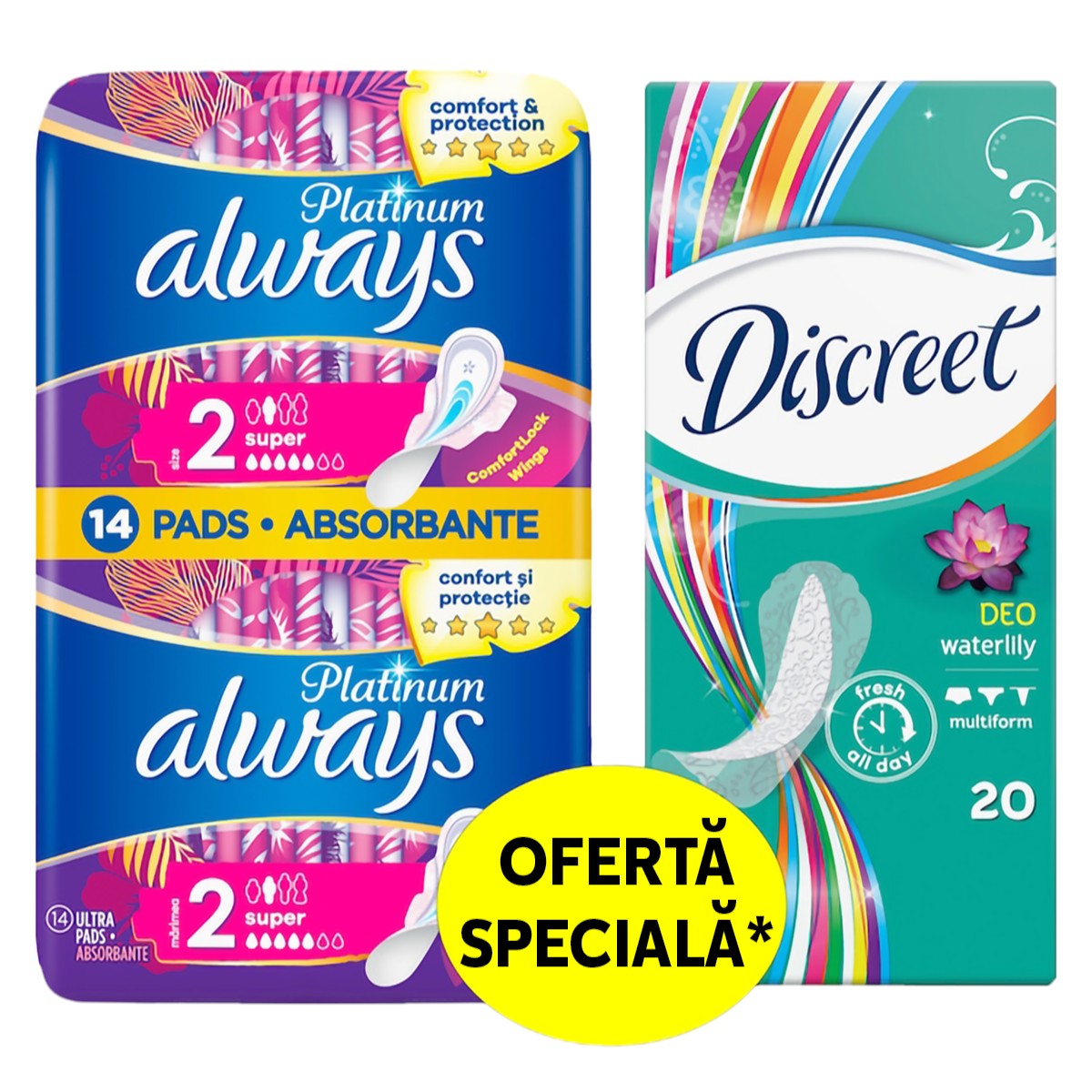ALWAYS PLATINUM SUPER NR.2 14BUC +DISCREET WATERLILY 20BUC