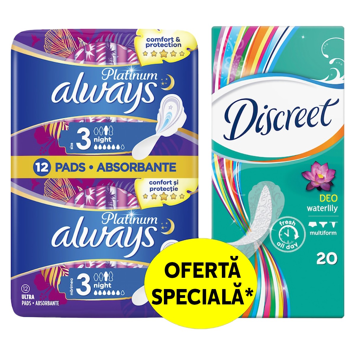 ALWAYS PLATINUM DAY&NIGHT NR.3 12BUC +DISCREET WATERLILY 20BUC