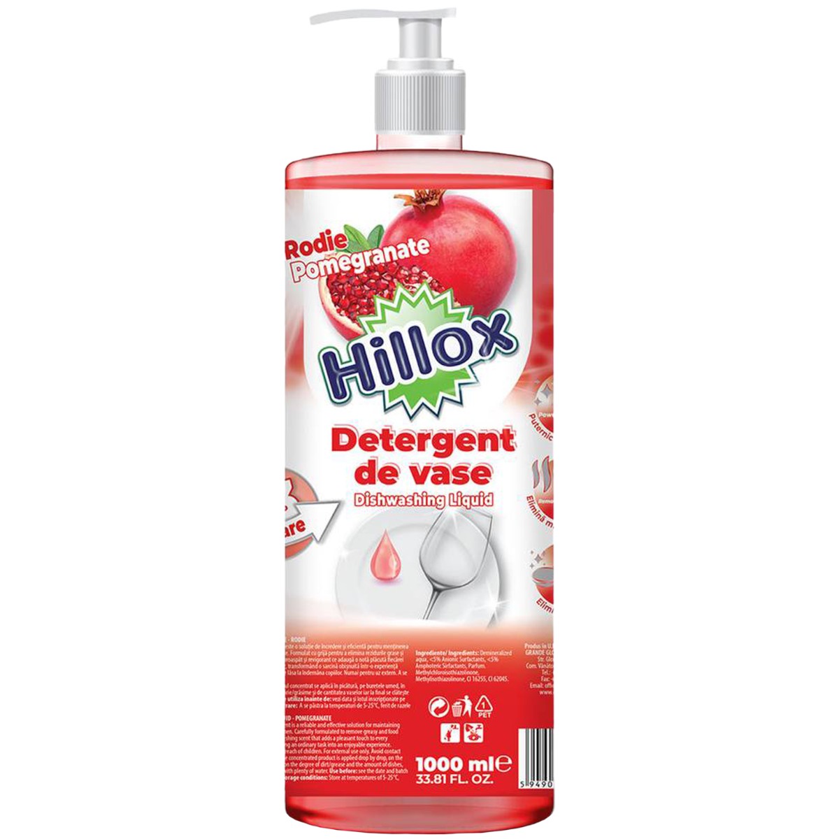 HILLOX DETERGENT DE VASE 1L POMEGRANATE
