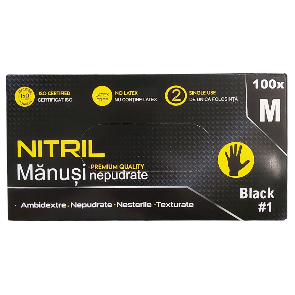 MANUSI NITRIL NEPUDRATE NEGRU M 100BUC/CUTIE