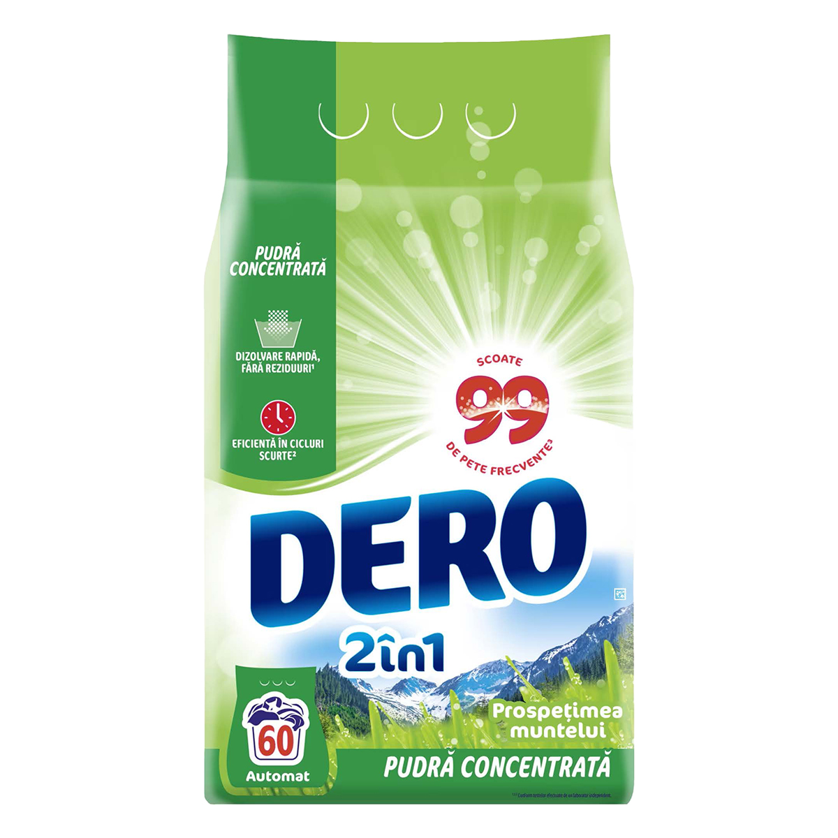 DERO 2IN1 DETERGENT PUDRA AUTOMAT 4.5KG PROSPETIMEA MUNTELUI 60 SPALARI